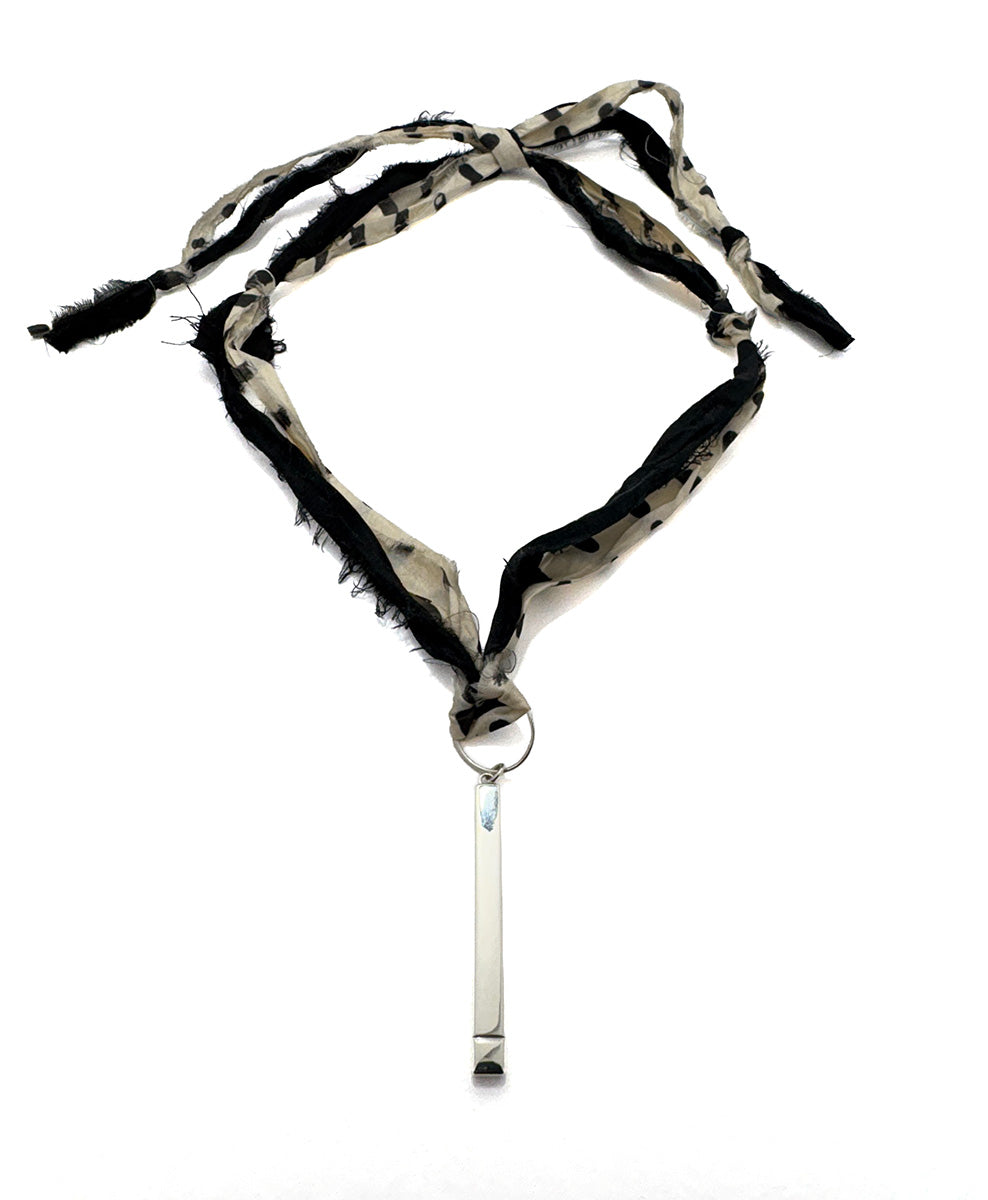 Rectangle Block Pendant with Ribbon [sterling silver]
