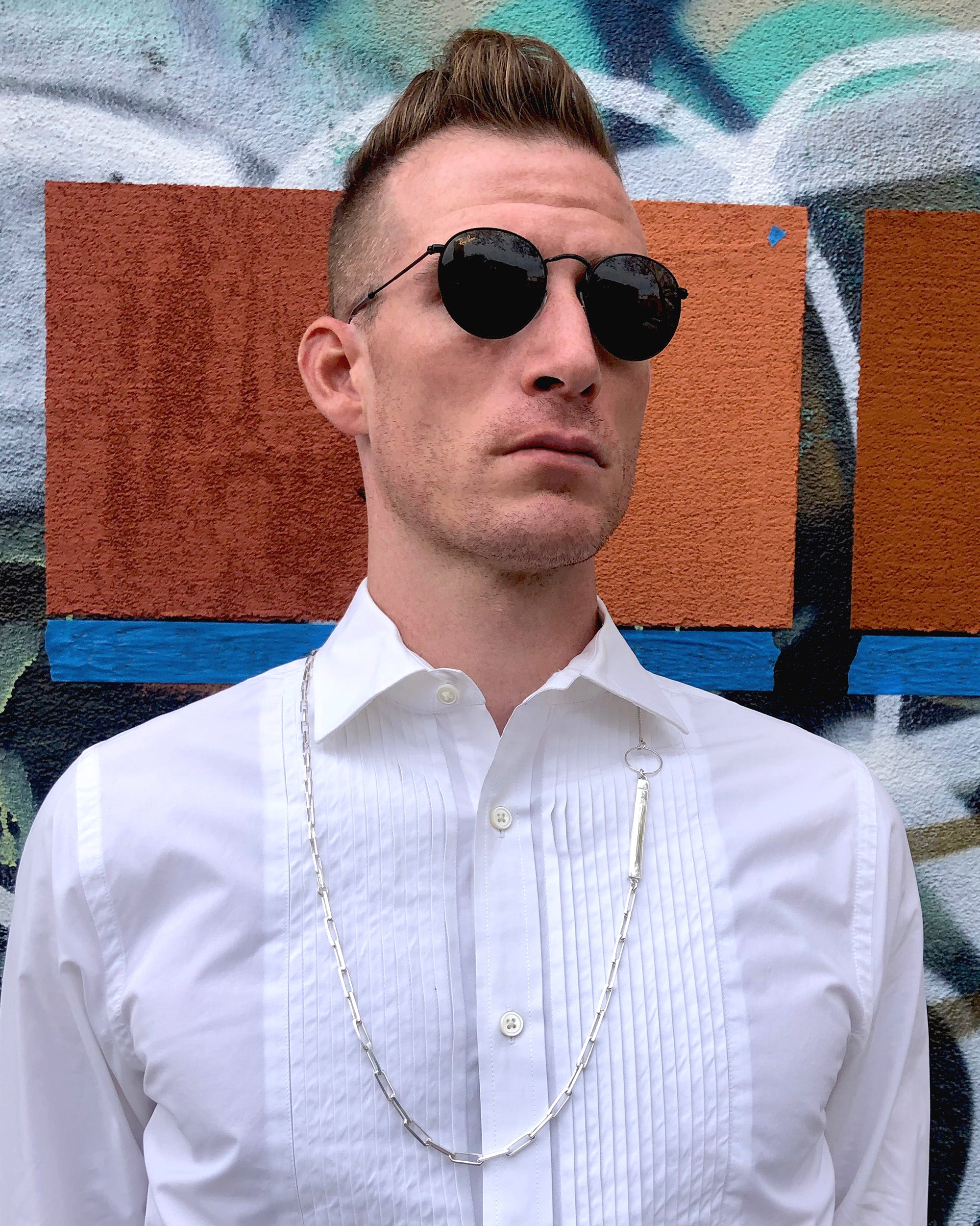 Rectangle Mixed Chain Rope Necklace [sterling silver]