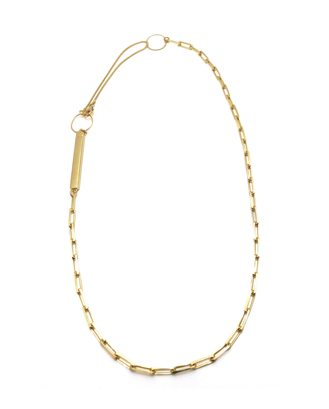 Rectangle Mixed Chain Rope Necklace [gold vermeil]