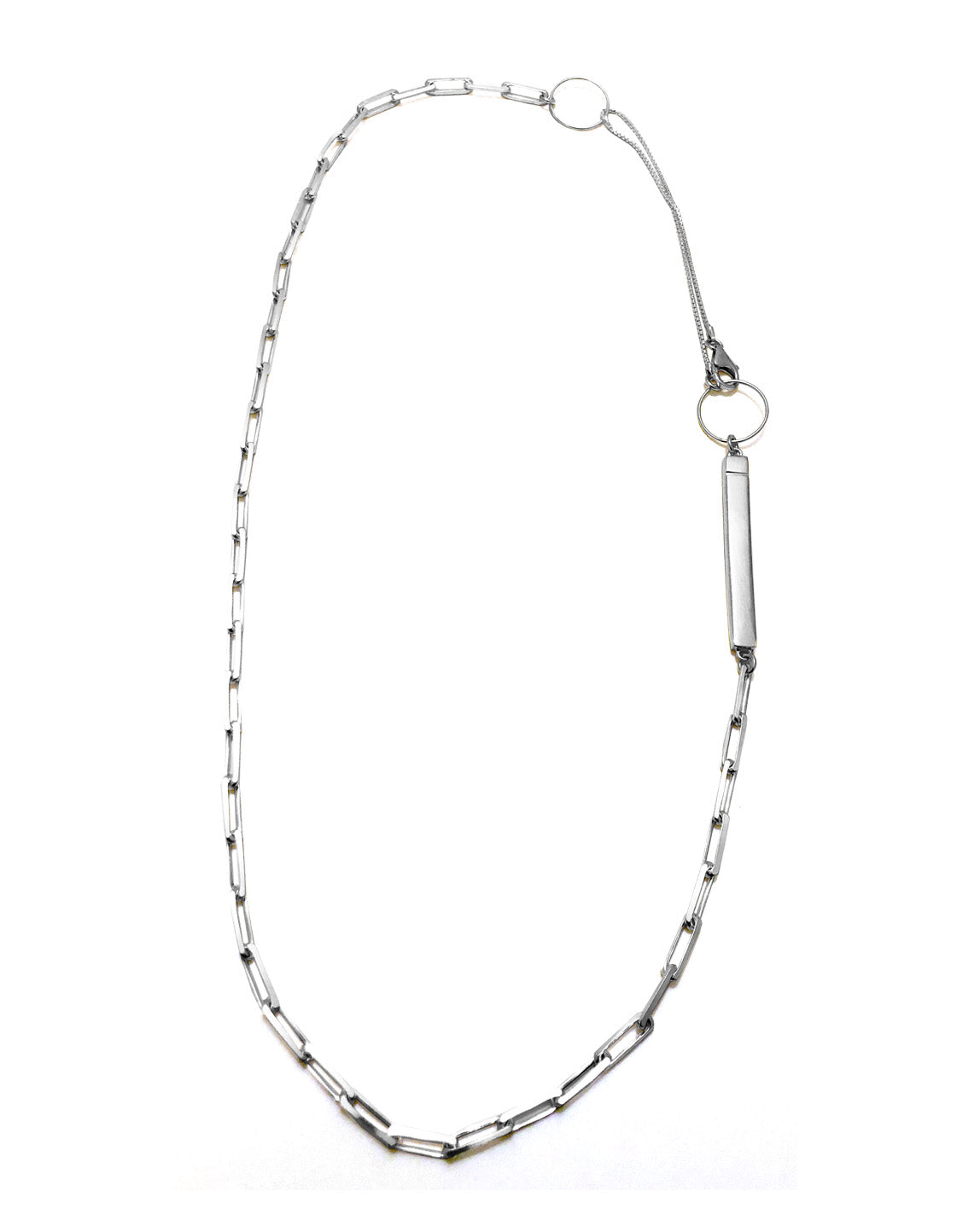 Rectangle Mixed Chain Rope Necklace [sterling silver]