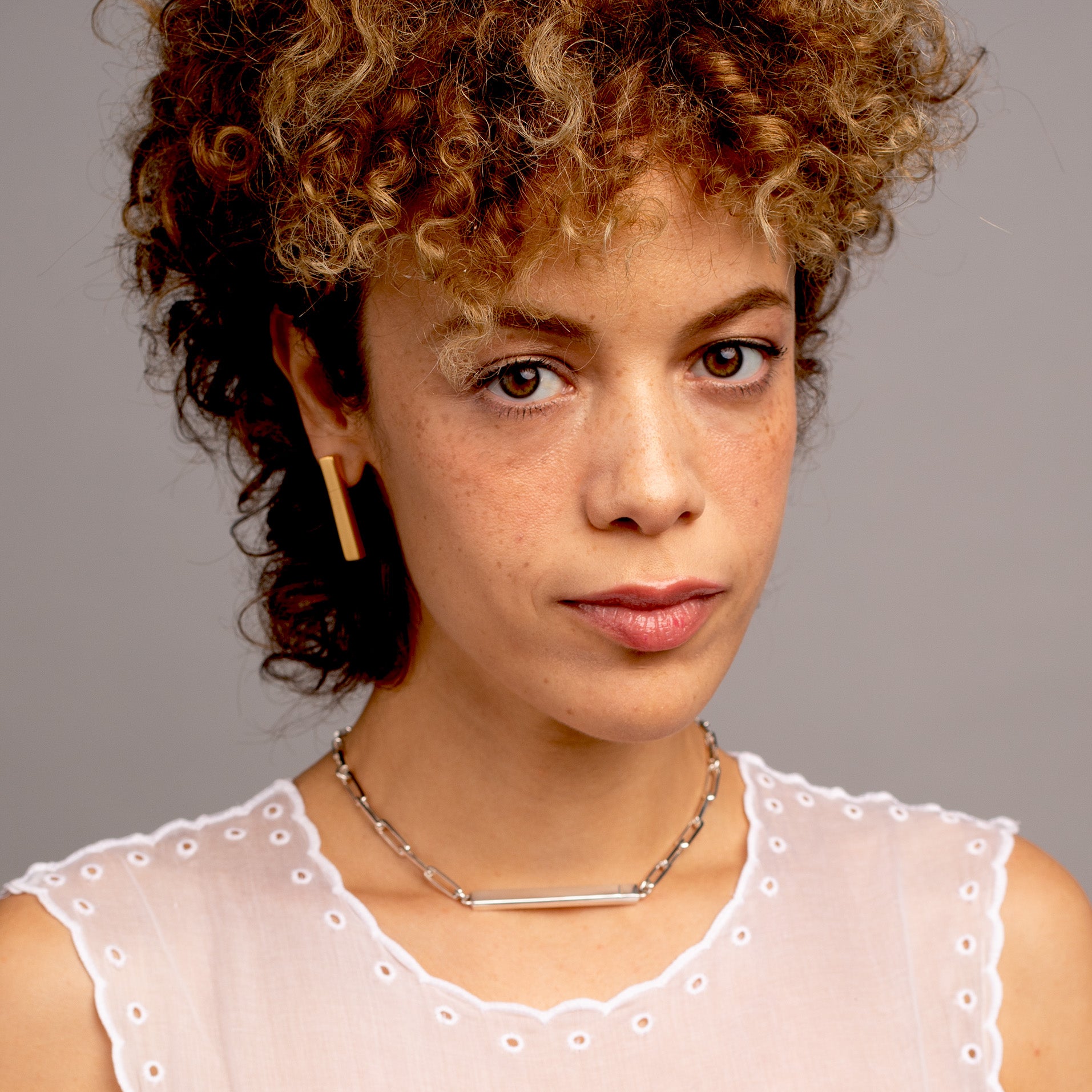 Rectangle Mixed Chain Necklace [sterling silver]