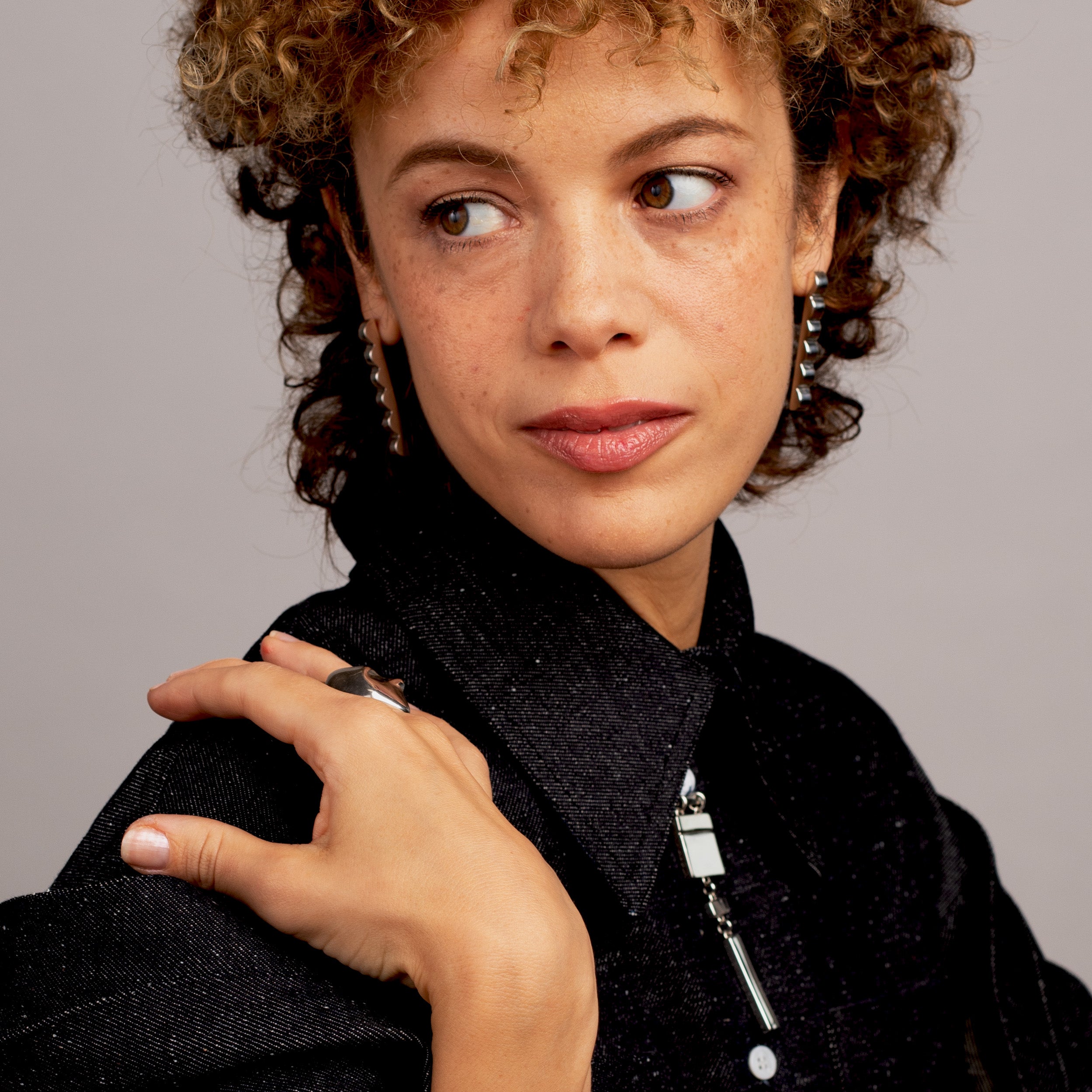 Multi Block Cuff Necklace [sterling silver]